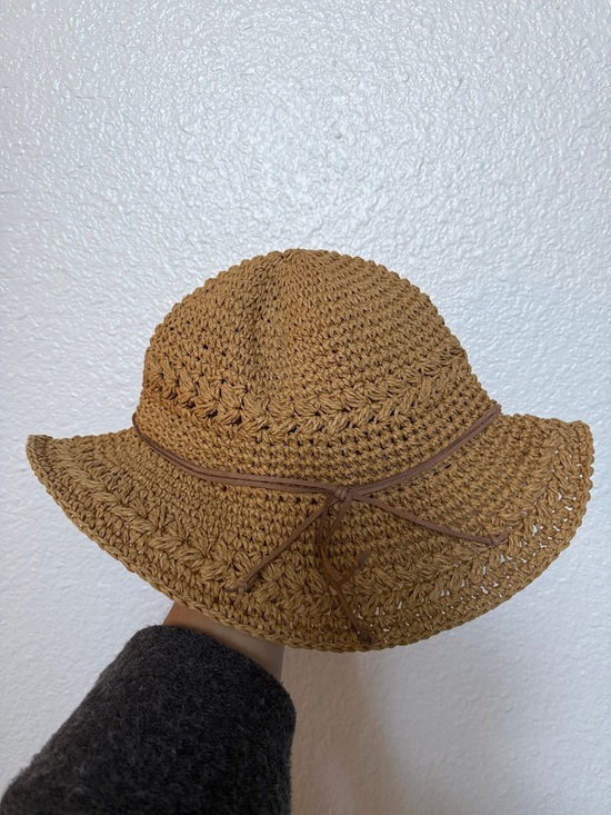 Scala Accessories - Scala Brown Crochet Sun Hat with Bow Trim